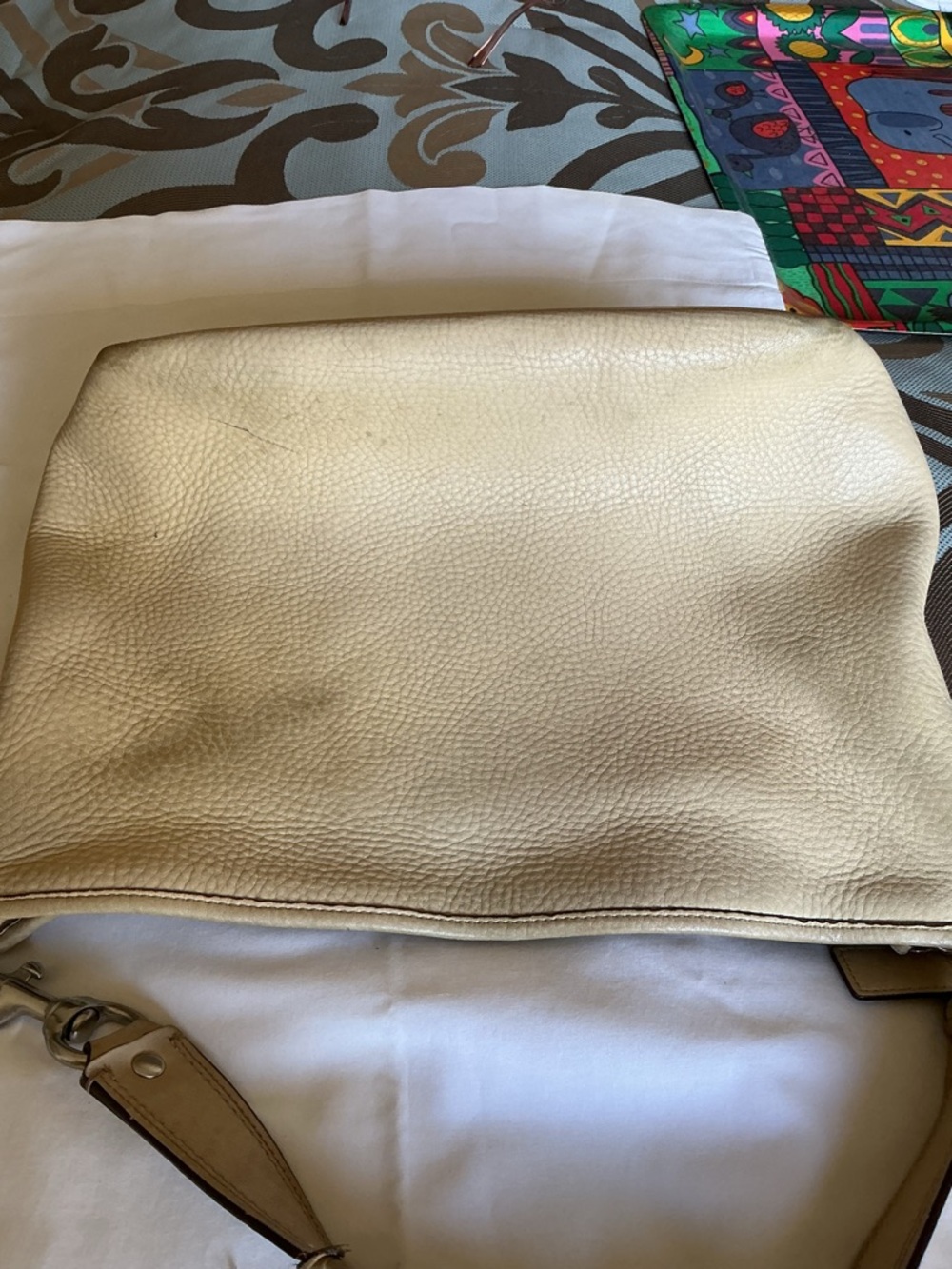 Coach Pebbled Pale Yellow Leather Shoulder Bag - Picture 5 of 12